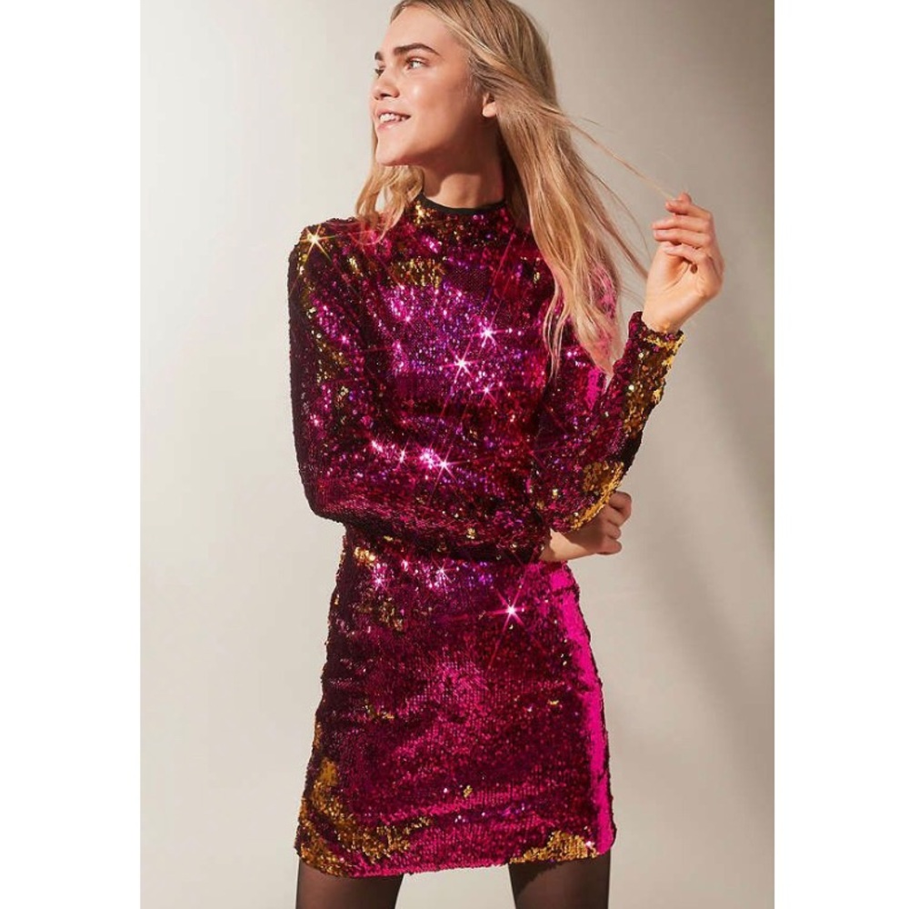 Dress the population sequin turtleneck dress
